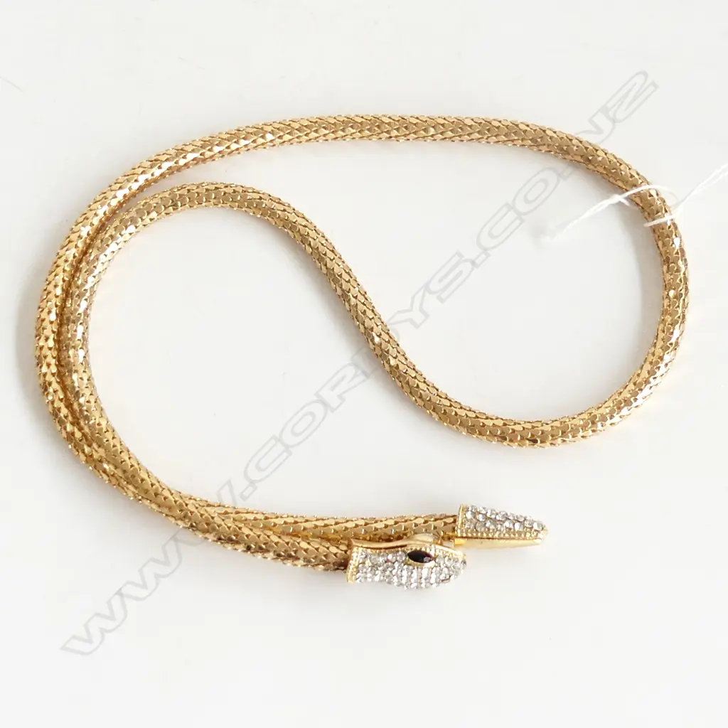 GOLD GILT SNAKE NECKLACE, ADJUSTABLE LENGTH Image 1++