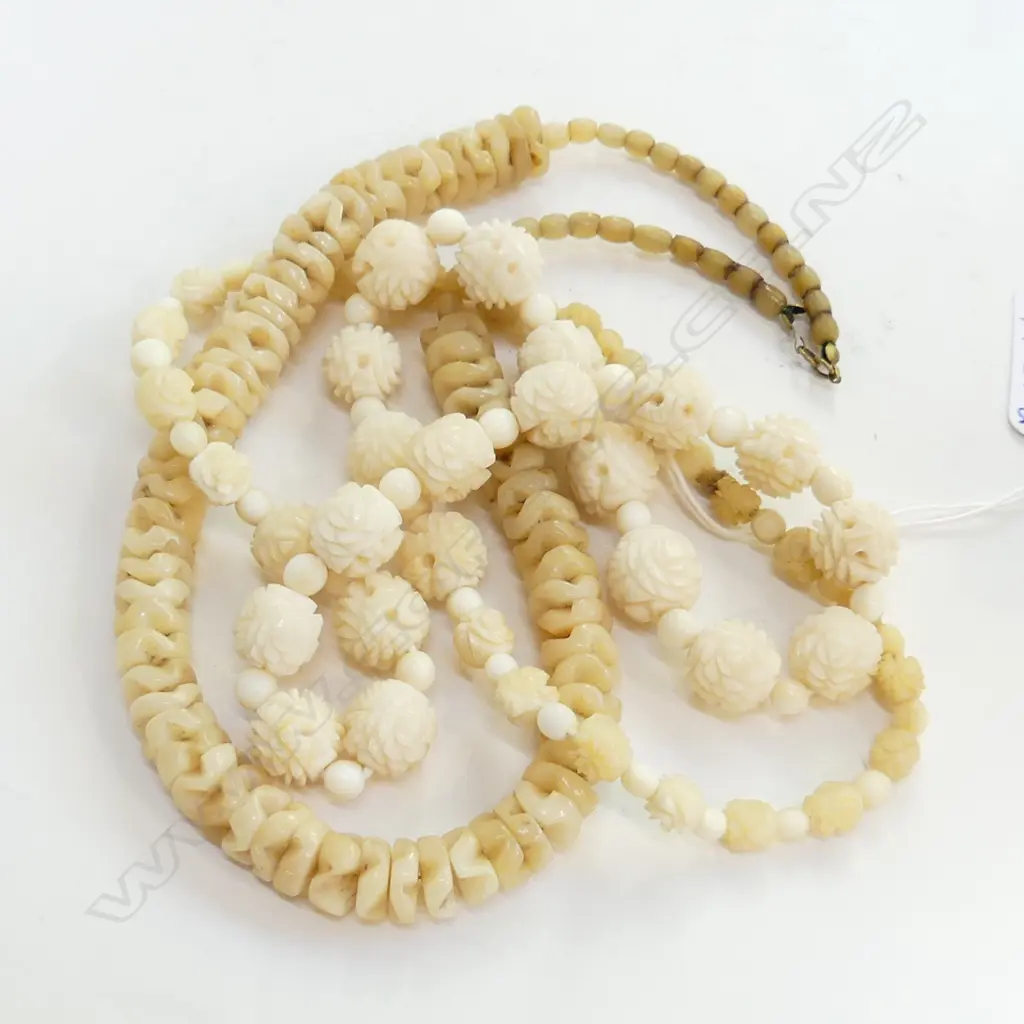 2 NECKLACES; FAUX VERTEBRAE, BONE Image 1++