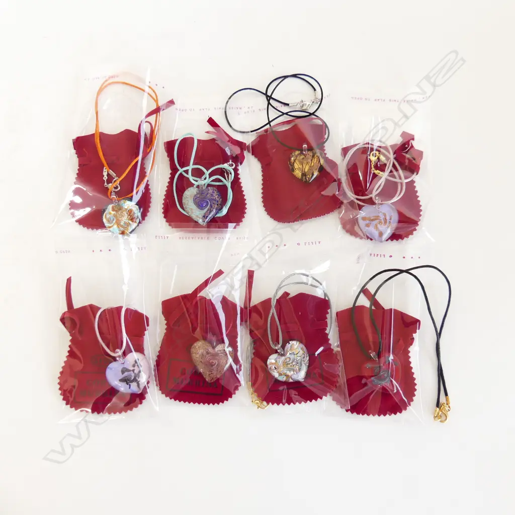 8 MURANO GLASS HEART PENDANT NECKLACES Image 1++