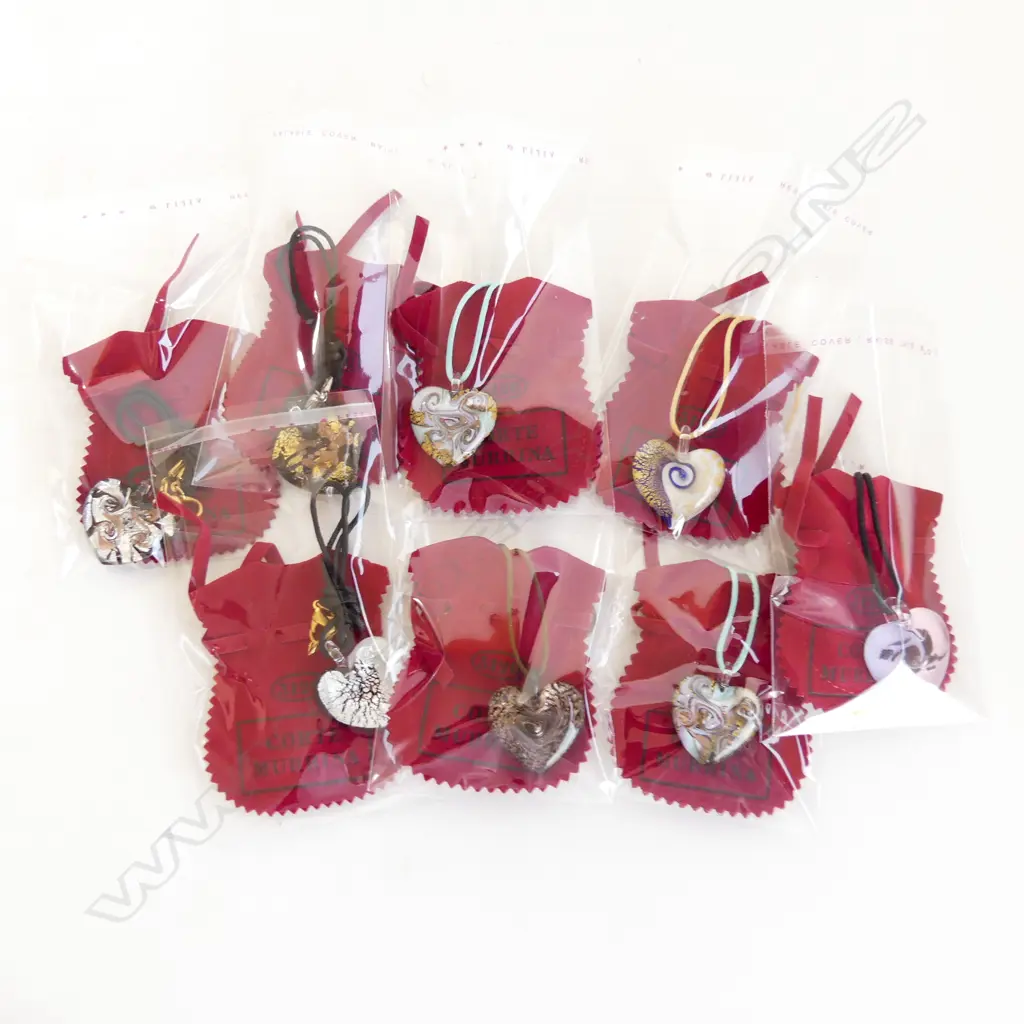 8 MURANO GLASS HEART PENDANT NECKLACES Image 1++