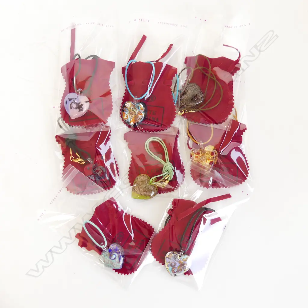 8 MURANO GLASS HEART PENDANT NECKLACES Image 1++