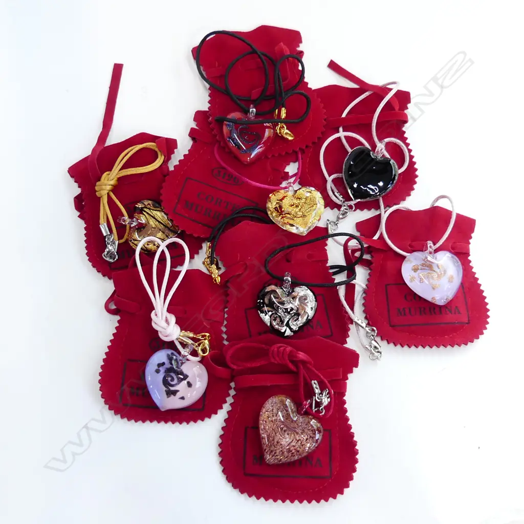 8 X MURANO GLASS NECKLACES ON SILK CORDS Image 1++