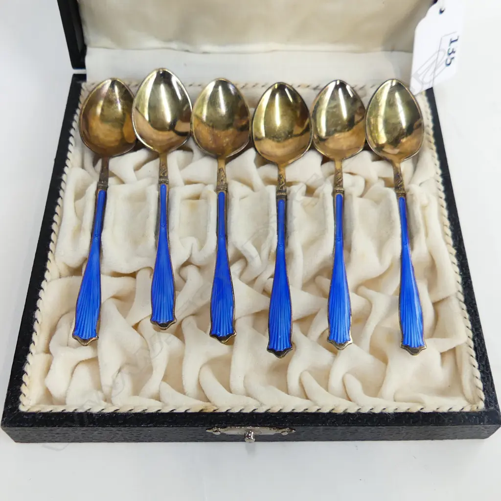 CASED S/S & ENAMEL COFFEE SPOONS  ZA24714 Image 1++