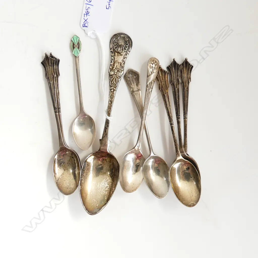 9 SILVER TEA SPOONS (SET 5, 4 ASST.) 103 GRAMS Image 1++