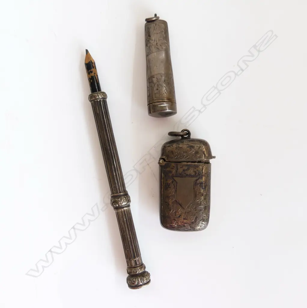 3 PCES STG SILVER, VESTA, CONTAINER, PENCIL 50 GRAMS Image 1++