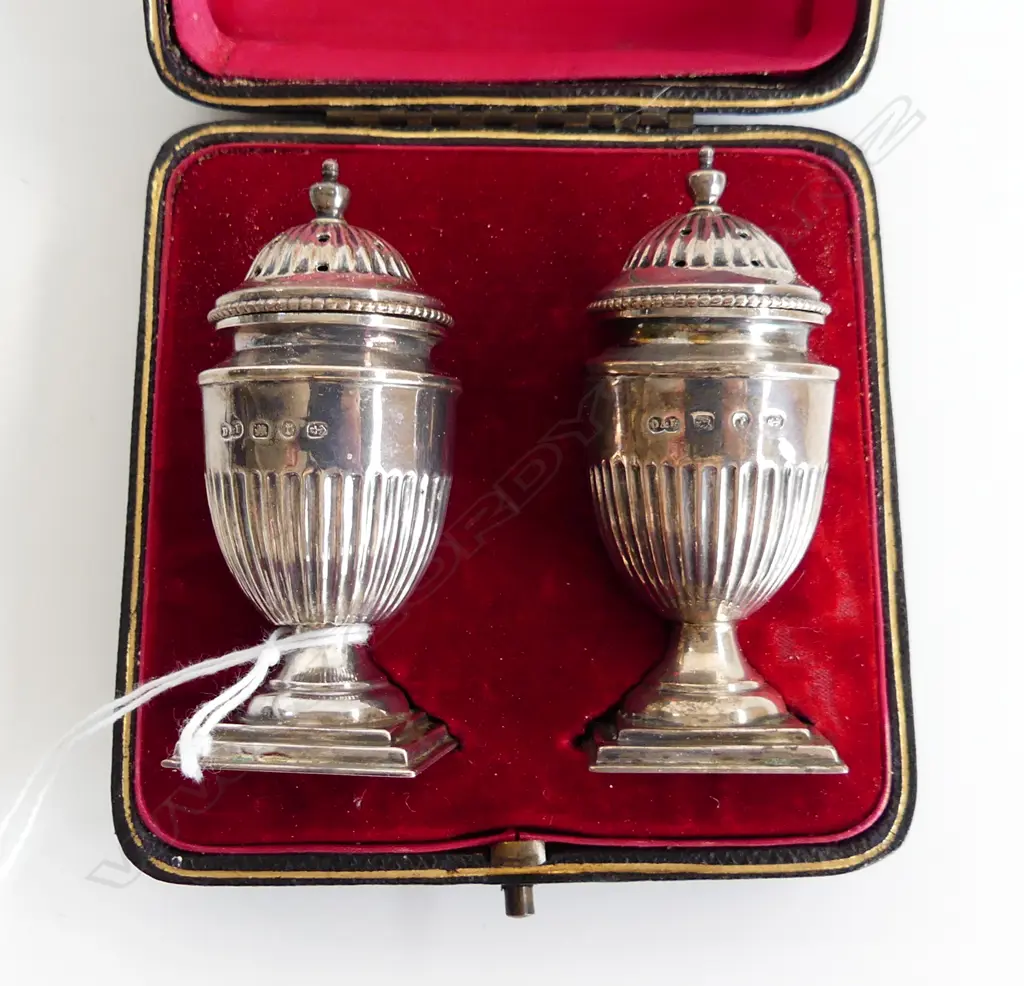 PR STG SILVER CONDIMENTS, B'HAM 1893, CASED 63 GRAMS Image 1++