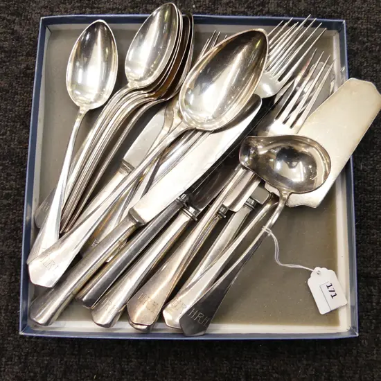 22 PCE SILVER PLATE CUTLERY SET 'H.R.H.' ...
