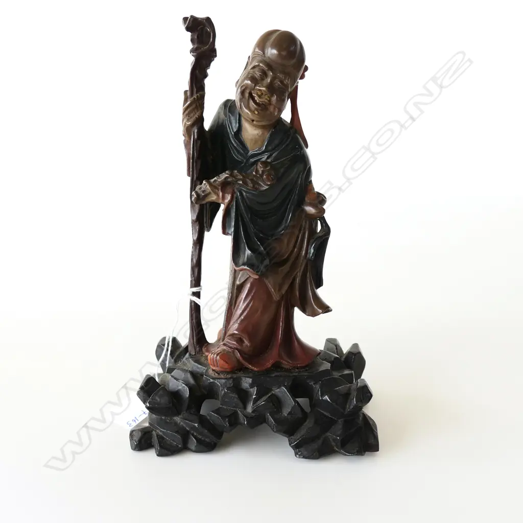CHINESE FINELY CARVED FIGURE OF A SAGE H 21CM. Image 1++