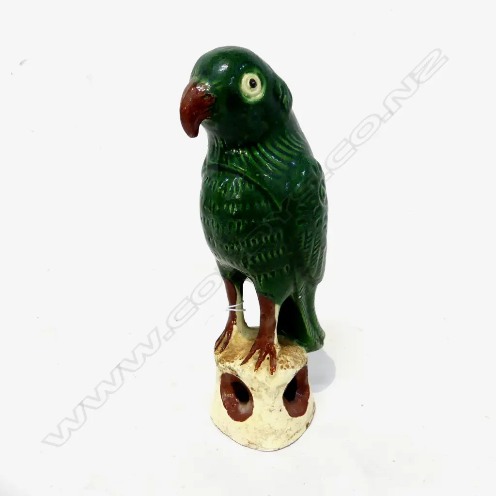 ORIENTAL GREEN GLAZED PARROT H.240mm Image 1++