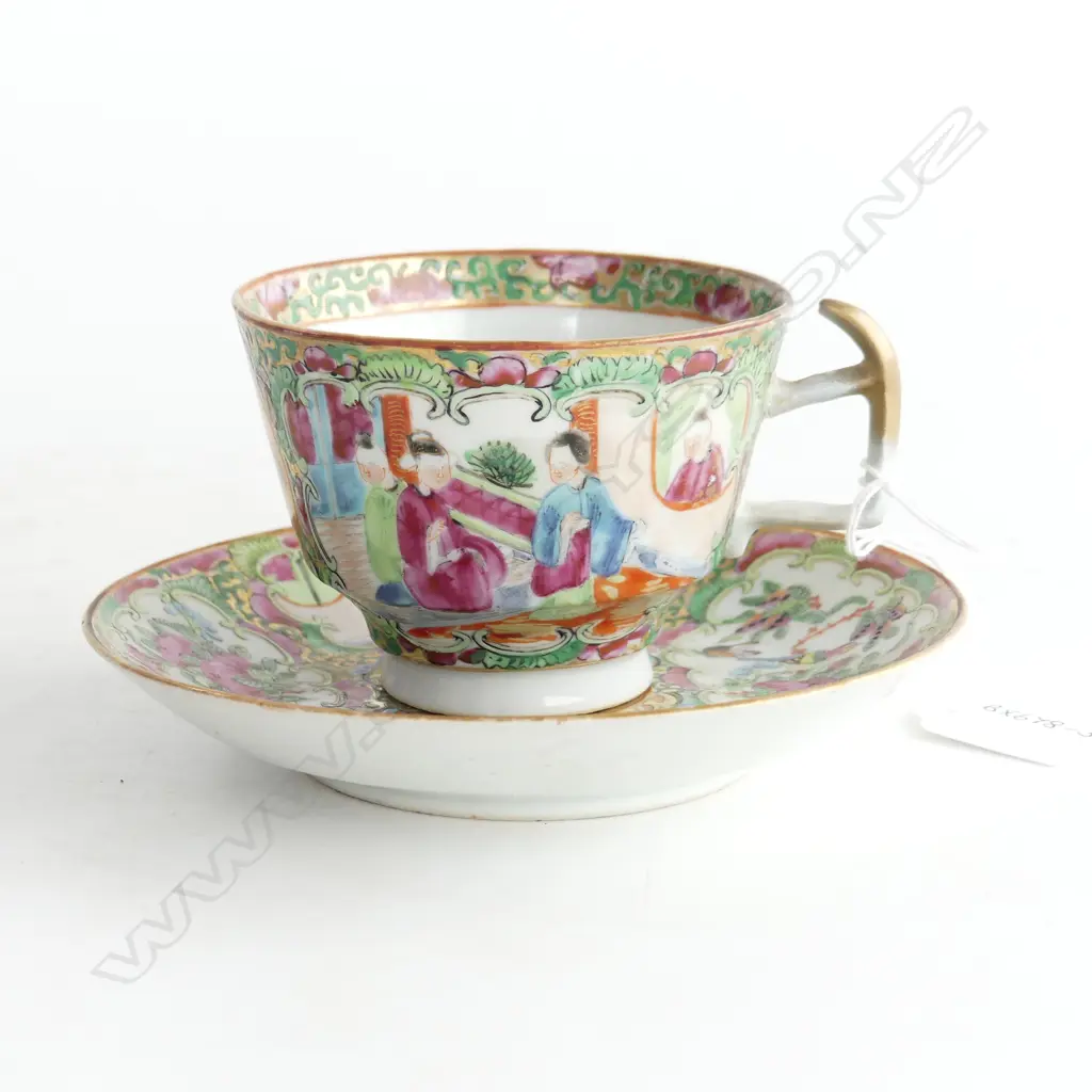CHINESE FAMILE ROSE CUP AND SAUCER - (repaired handle & chipped base of saucer) Image 1++