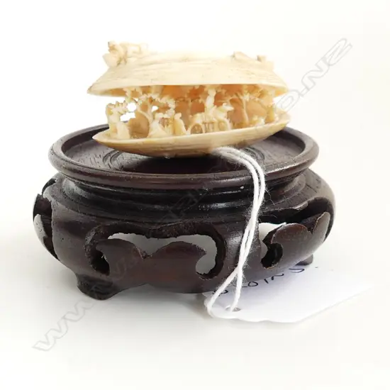 CARVED IVORY DREAM SHELL landscape interior L.45mm