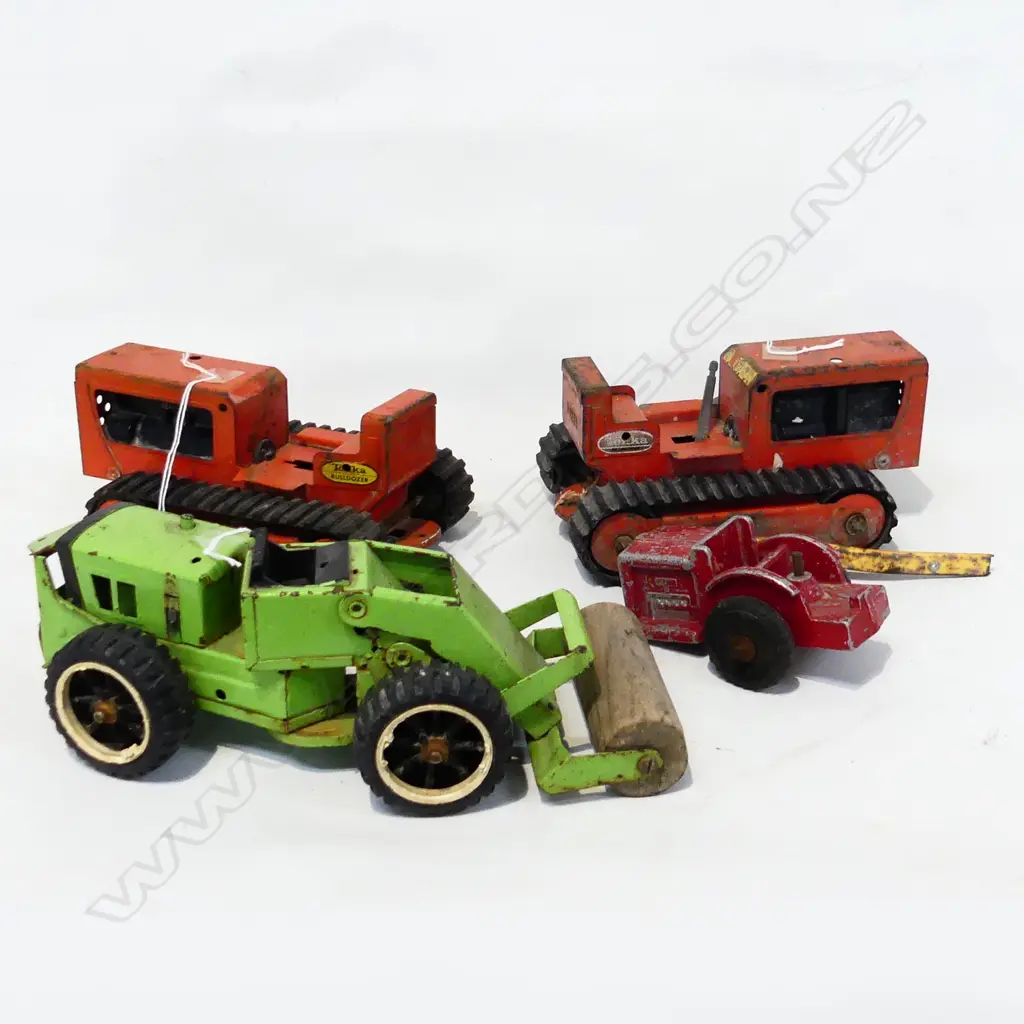 TONKA TIN TOYROAD ROLLER L300MM & 2 BULL DOZERS NO BLADES Image 1++