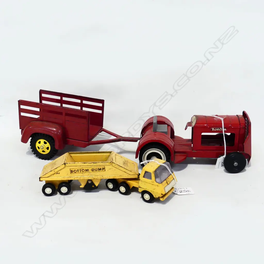 TONKA TIN TOY TRACTOR & TRAILER L450MM& TONKA BOTTOM DUMP TRUCKL230MM Image 1++