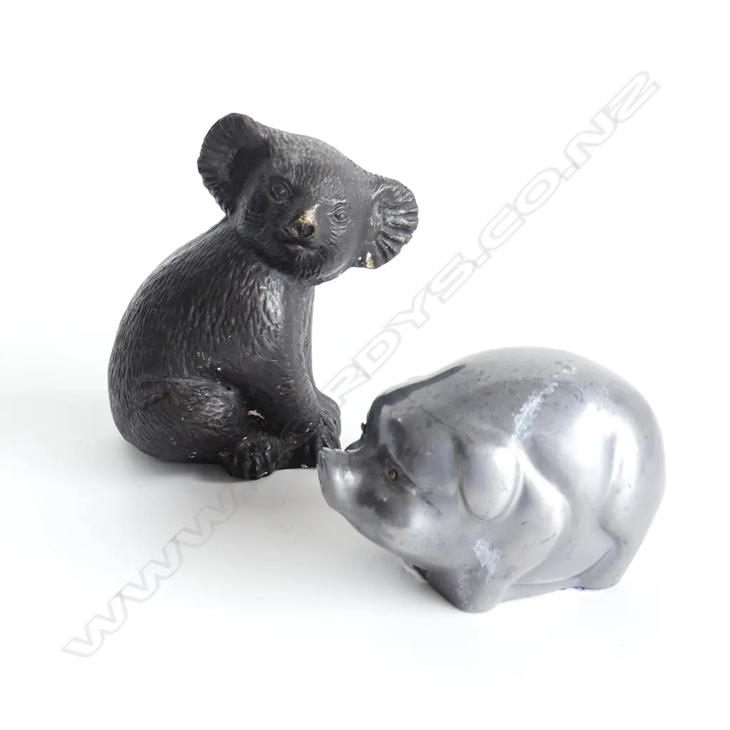 CAST BRONZE KOALA BEAR & CAST PEWTER PIG  Image 1++