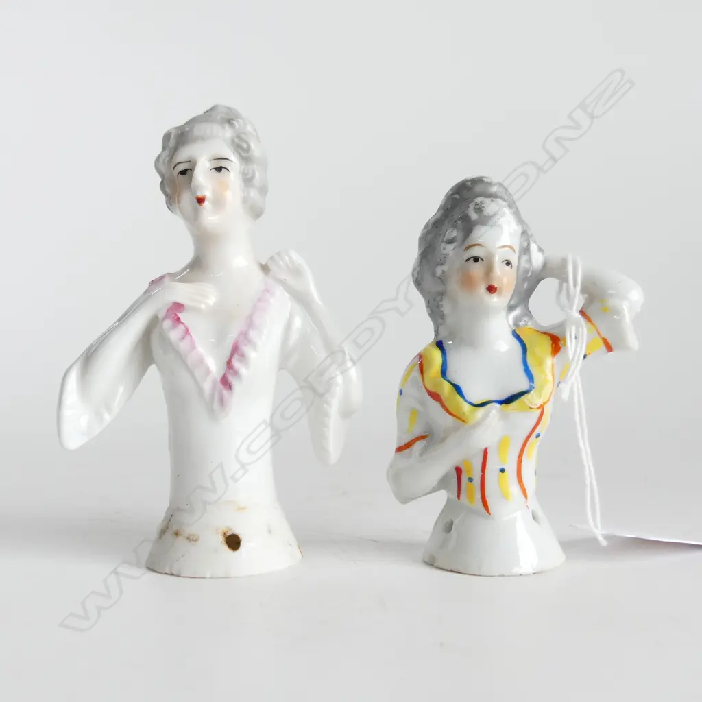 TWO ANTIQUE HALF DOLLS H. 100 & 80mm Image 1++