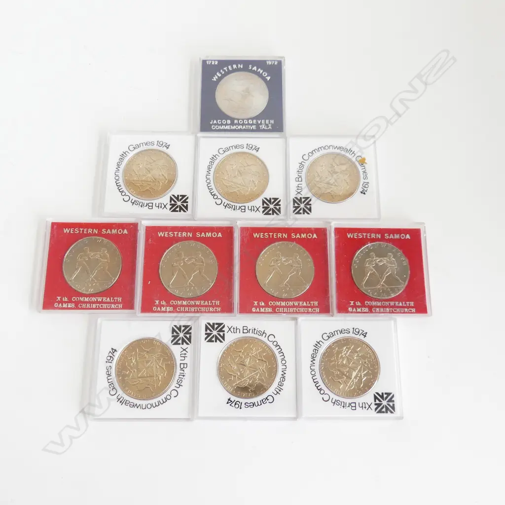 11 COMMEMORATIVE COINS; 6x COMMONWEALTH GAMES 1974, 5 WESTERN SAMOA Image 1++