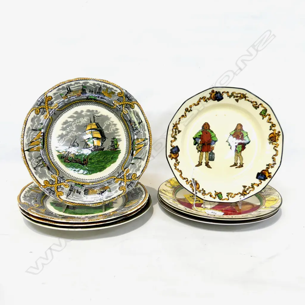 SEVEN CABINET PLATES. THREE MASONS 'AMERICAN MARINE' DOULTON "THE MAYOR' & ' THE ADMIRAL' & 2 MORE . Image 1++