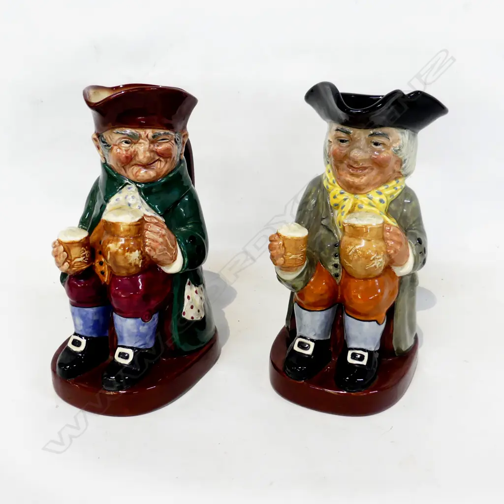 2 RD CHARACTER JUGS OLD CHARLIE & HAPPY JOHN H220MM Image 1++