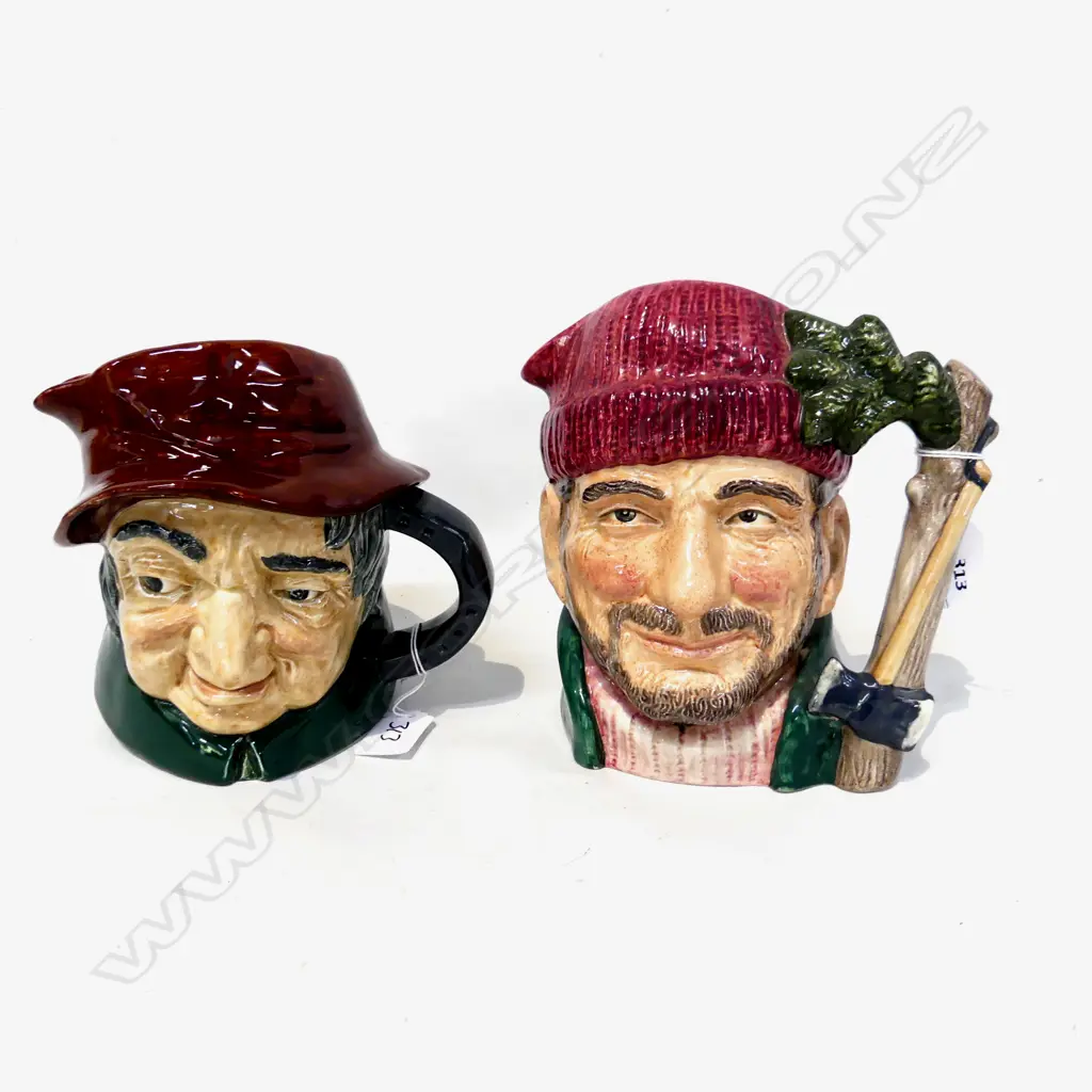 2 RD LARGE SIZE CHARACTER JUGS LUMBER JACK & UNCLE TOM H180MM Image 1++