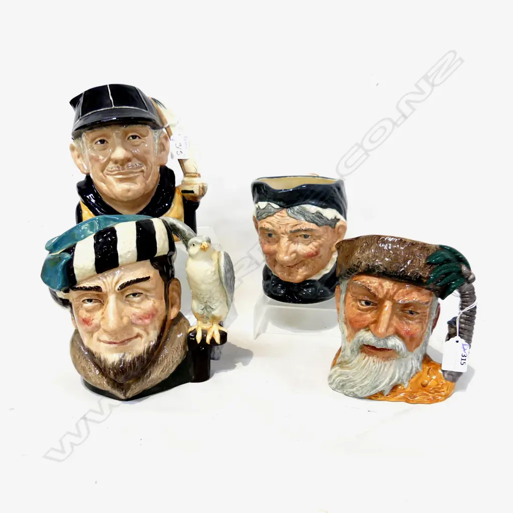 FOUR LARGE DOULTON CHARACTER JUGS. CRUSOE GRANNY FALCONER & YACHTSMAN. Image 1++