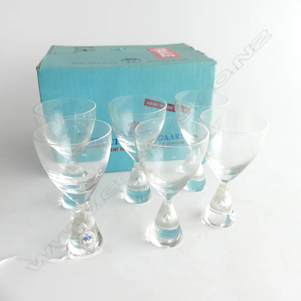 6 BOXED 1970S HOLMEGAARD DANISH HIGH BALL GLASSES, IN ORIGINAL BOX Image 1++