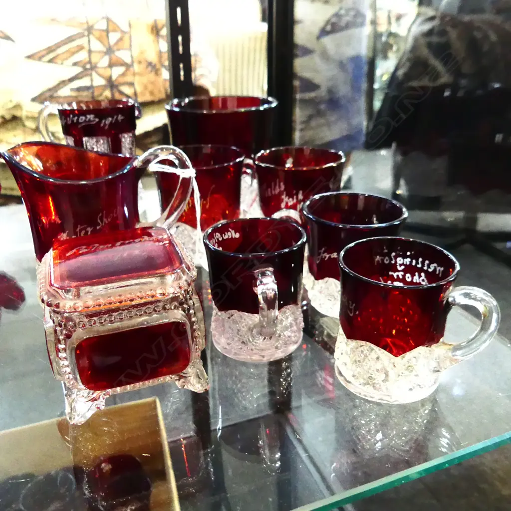 11 PCES ASST. RED EXHIBITION GLASS; 4 AUCKLAND, ETC Image 1++