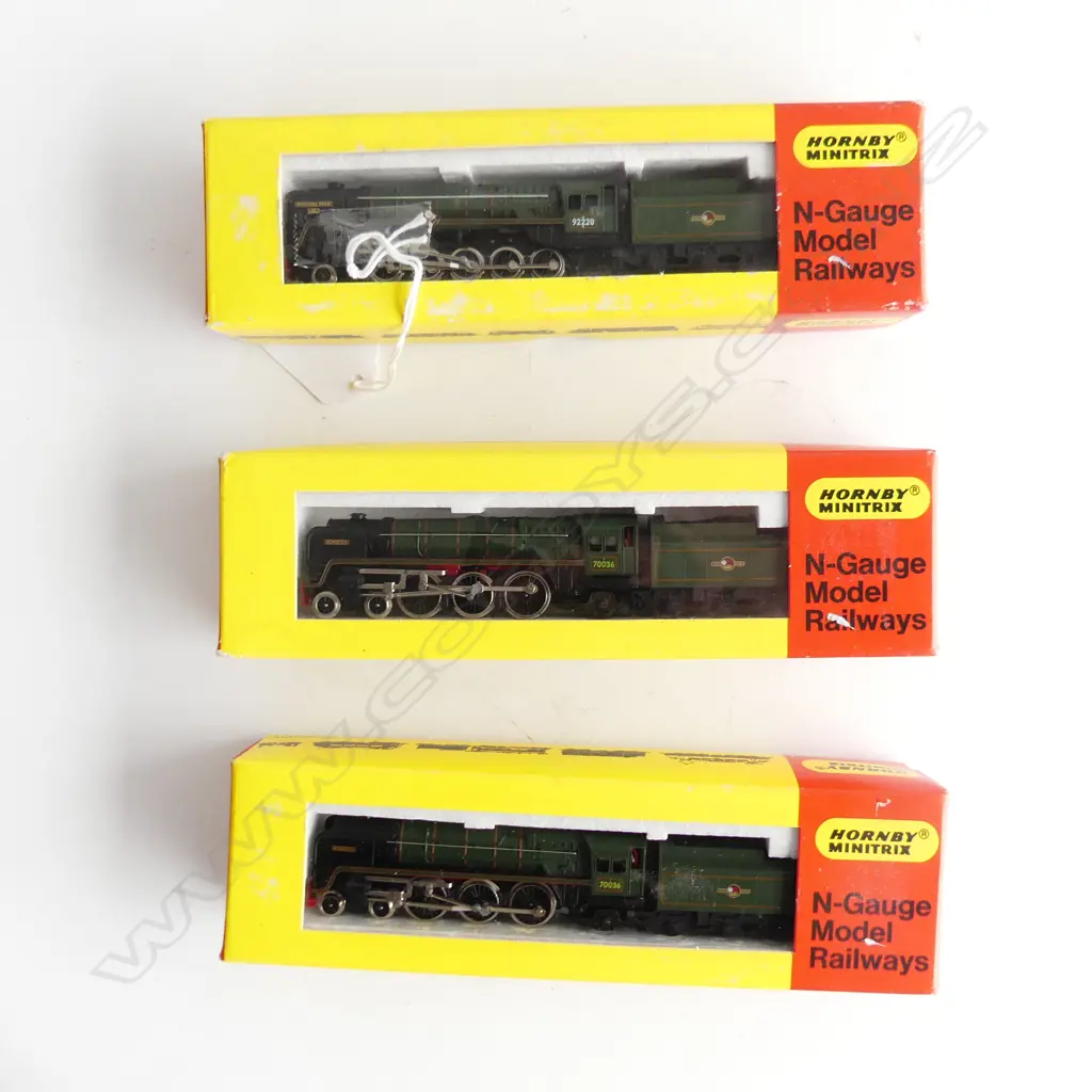 3 BOXED HORNBY 'N' GAUGE MINITRIX LOCOMOTIVES WITH TENDER. 209+217+217 Image 1++