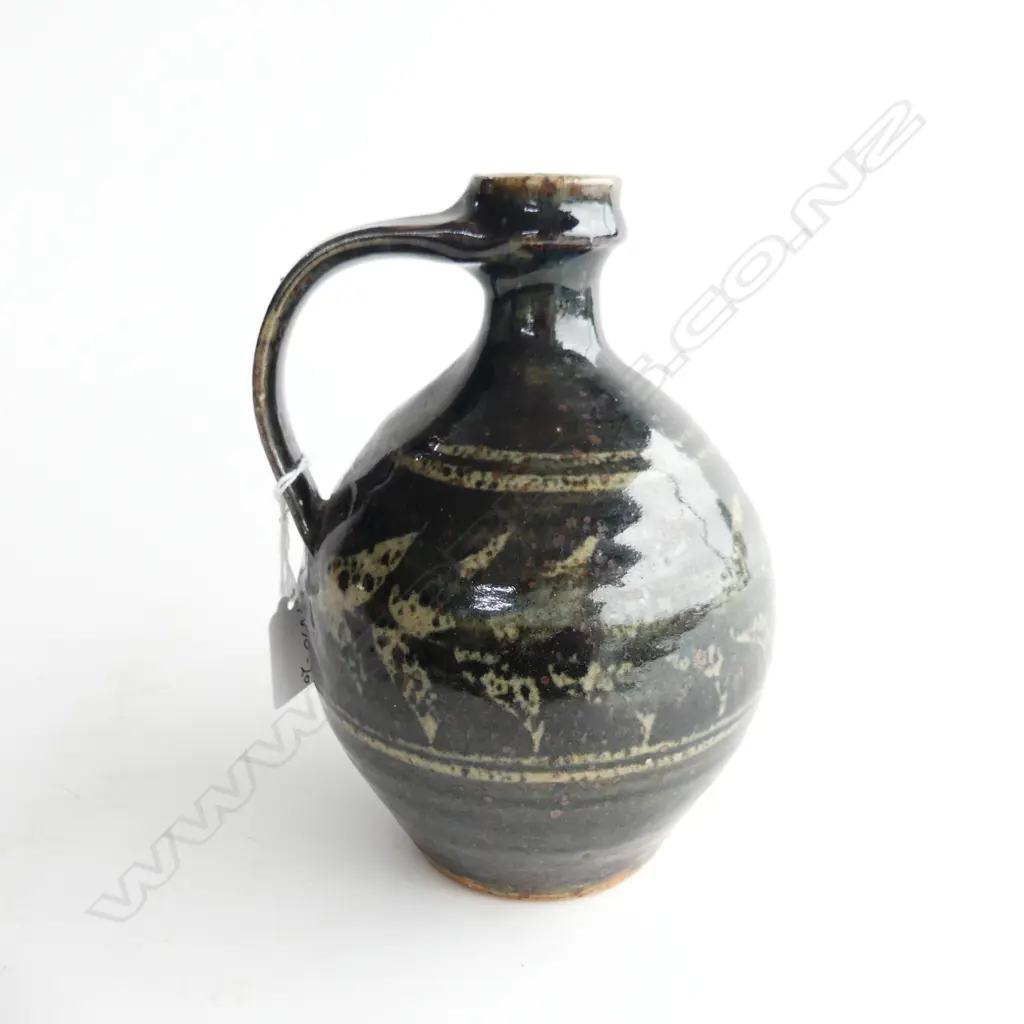 MIREK SMISEK POTTERY SINGLE HANDLED JUG, WITH WAX RESIST GLAZE, 130X210mm Image 1++