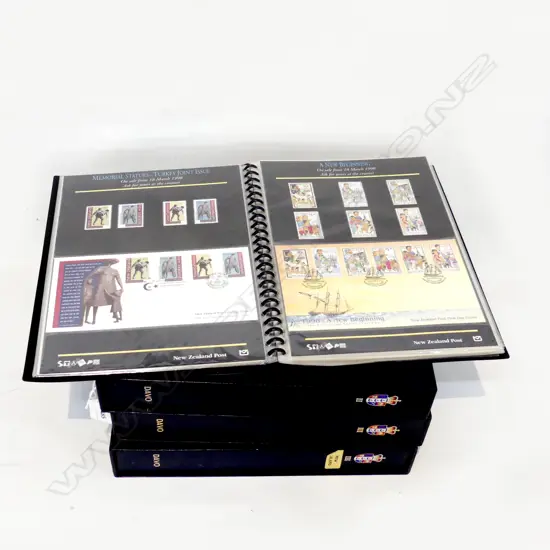 3 DAVO STAMP ALBUMS OF NZ STAMPS + FOLDER OF NZ FDC'S