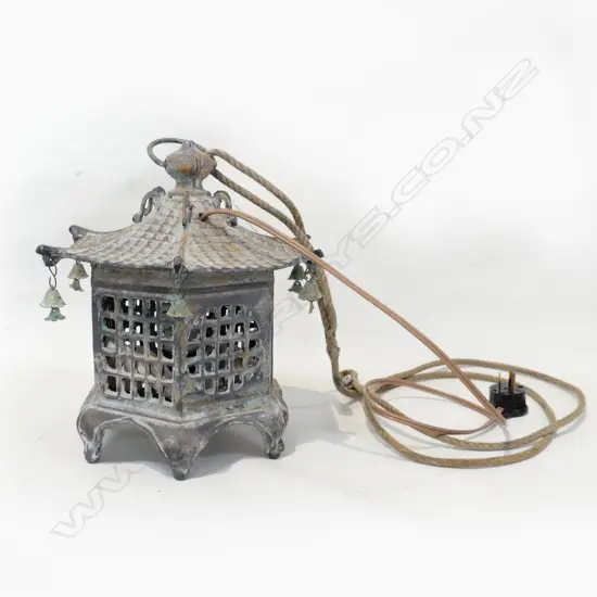 OLD JAPANESE CAST IRON LAMP