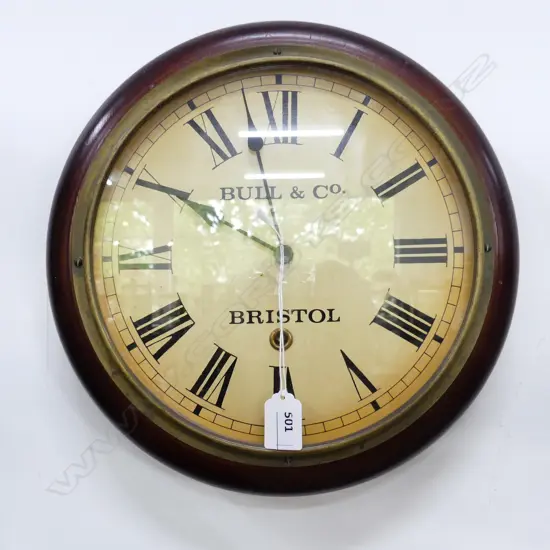 ANTIQUE STYLE WALL CLOCK 'BULL & Co. BRISTOL' 320mm dia
