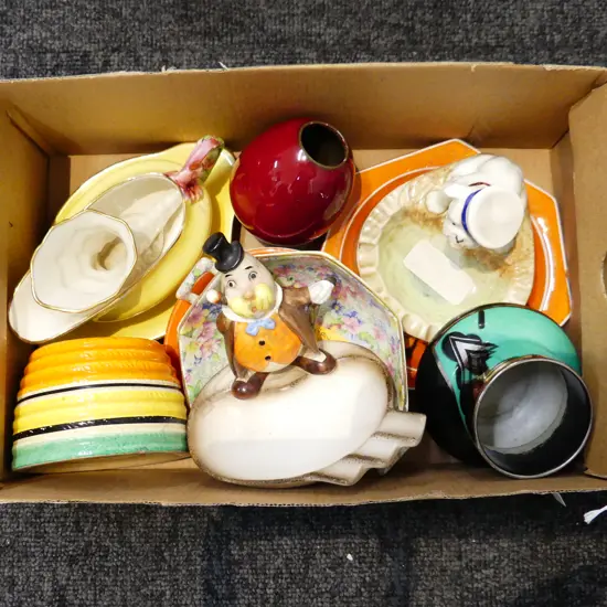 BOX LOT ASST. GOOD CHINA; DECO, POOLE ETC