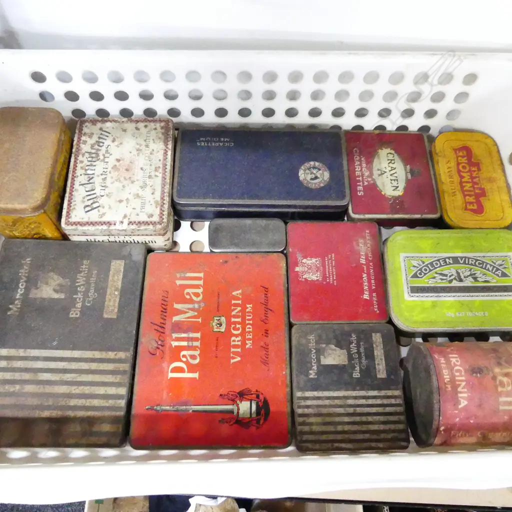 TRAY ASST. VINTAGE CIGARETTE TINS Image 1++