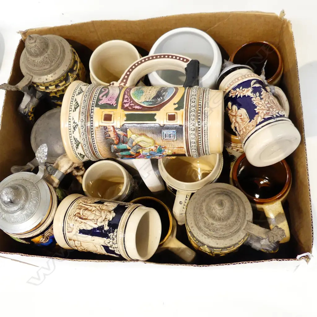 BOX LOT ASST. BEER TANKARDS Image 1++