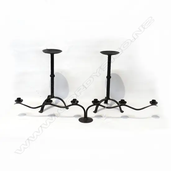 PR METAL CANDLE HOLDERS (H. 400mm) + LONG WROUGHT IRON  ARM CANDLE HOLDER L. 660mm