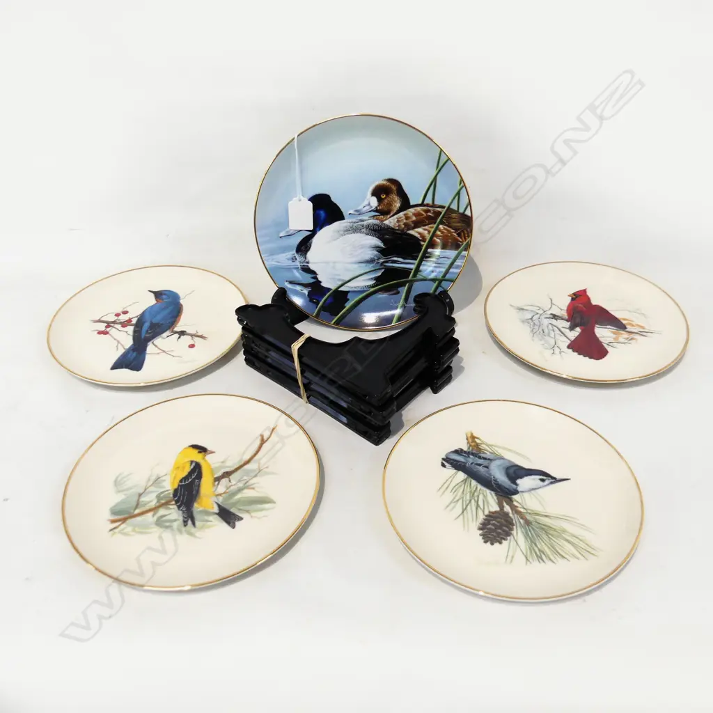 5 COLLECTORS PLATES + STANDS 'SONG BIRD SERIES' + DUCK PLATE 215mm dia Image 1++