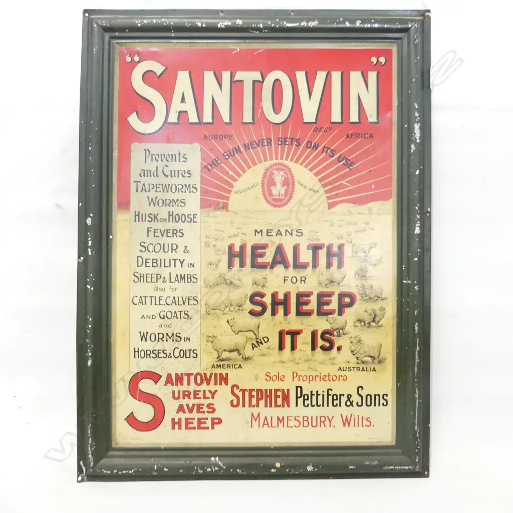 EARLY 20thC TIN SIGN 'SANTOVIN' 690x515mm Image 1++