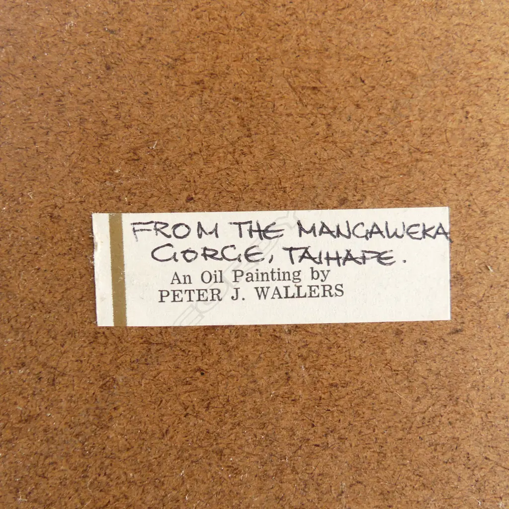 PETER J. WALLERS, FROM THE MANGAWEKA GORGE, TAIHAPE, OIL ON BOARD, SIGNED, 78, 440 X 295mm Image 1++