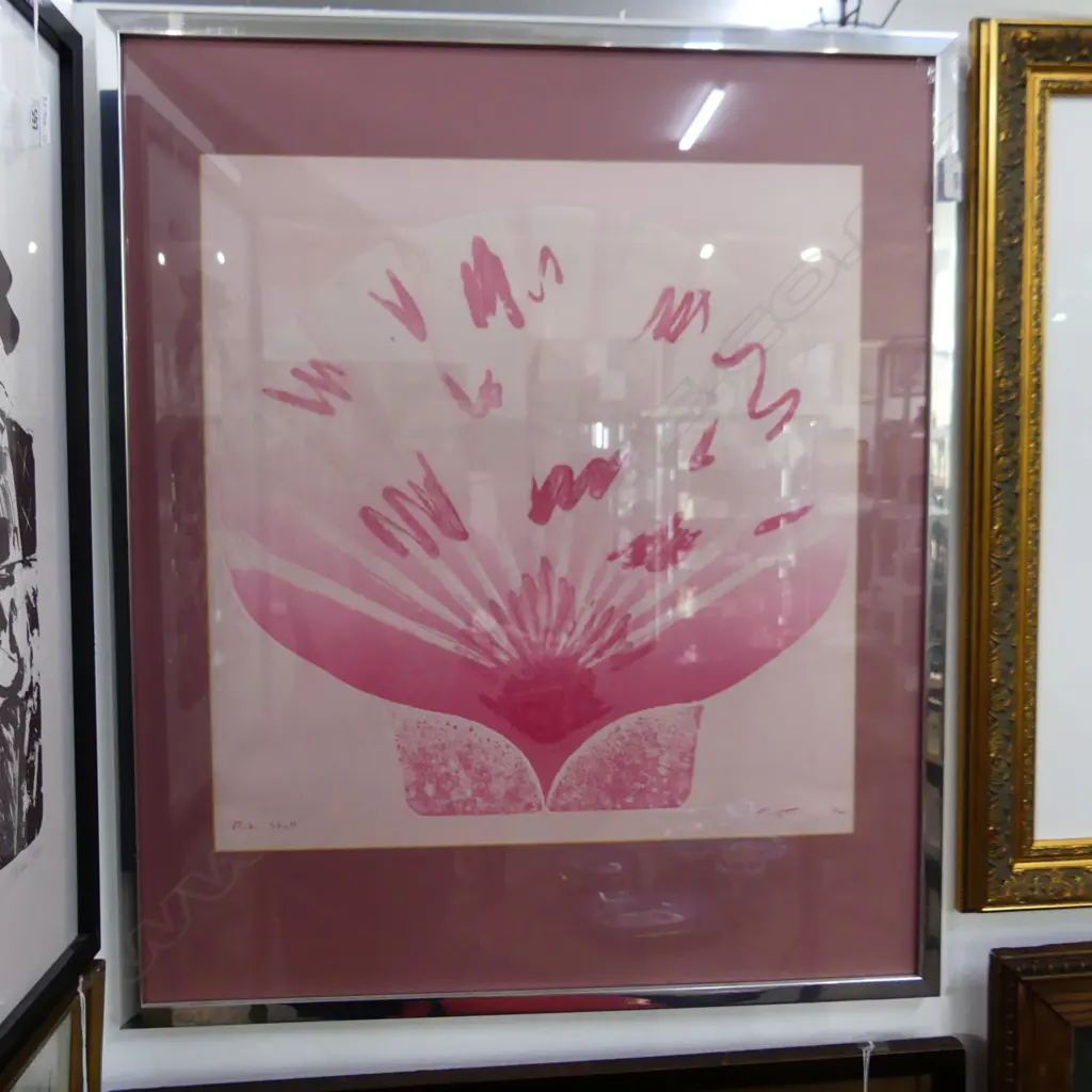 RODNEY FUMPSTON (NZ b.1947) 'PINK SHELL' AQUATINT 19/40 520x495mm Image 1++