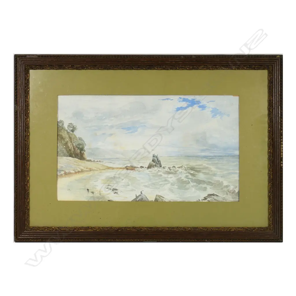 A STRETTON, ‘COASTAL STUDY’, 1897, WATER COLOUR ON PAPER, SIGNED, 450 X 260mm Image 1++