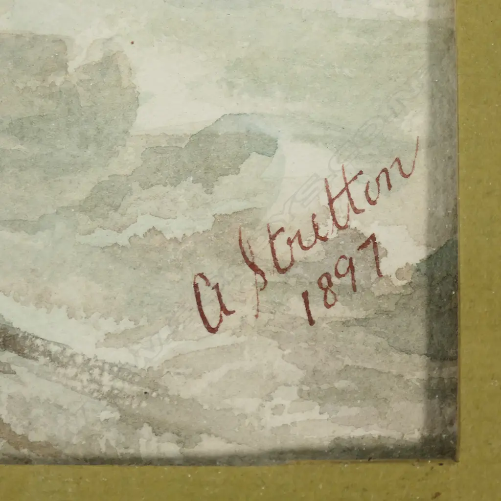 A STRETTON, ‘COASTAL STUDY’, 1897, WATER COLOUR ON PAPER, SIGNED, 450 X 260mm Image 1++