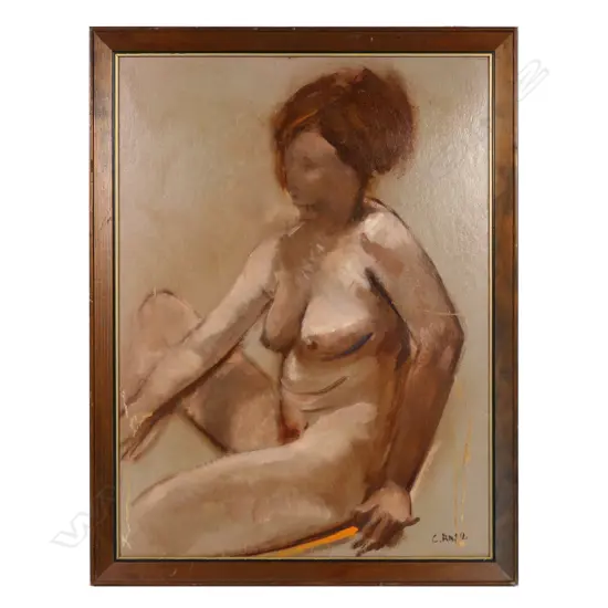 CHARLES ROSE, NUDE 2, OIL ON BOARD, SIGNED, SOME DAMAGE, 515 X 385mm