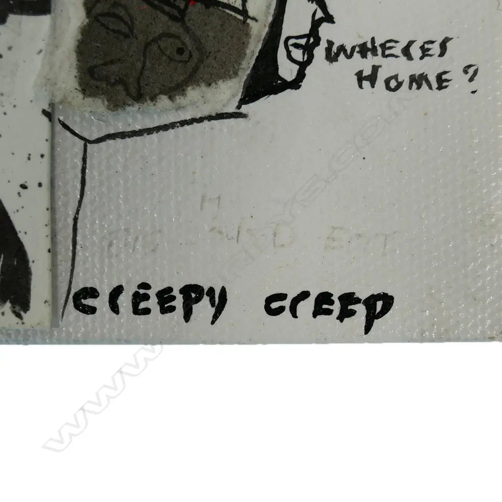 JAMES ROBINSON, ‘CREEPY CREEP’, 1995, MIXED MEDIA ON CANVAS, UNSIGNED, 305 X 150mm Image 1++