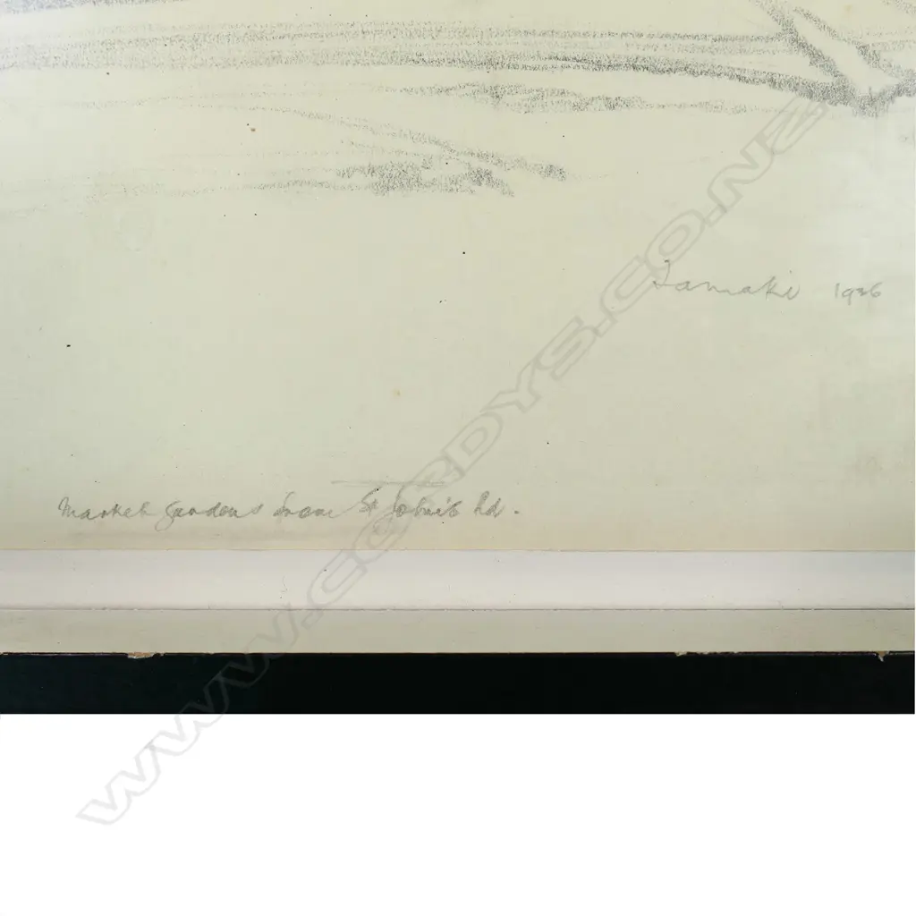 RON TIZARD, ‘TAMAKI, MARKET GARDENS FROM ST JOHNS RD’, 1926, PENCIL SKETCH, SIGNED,  370 X 160mm Image 1++