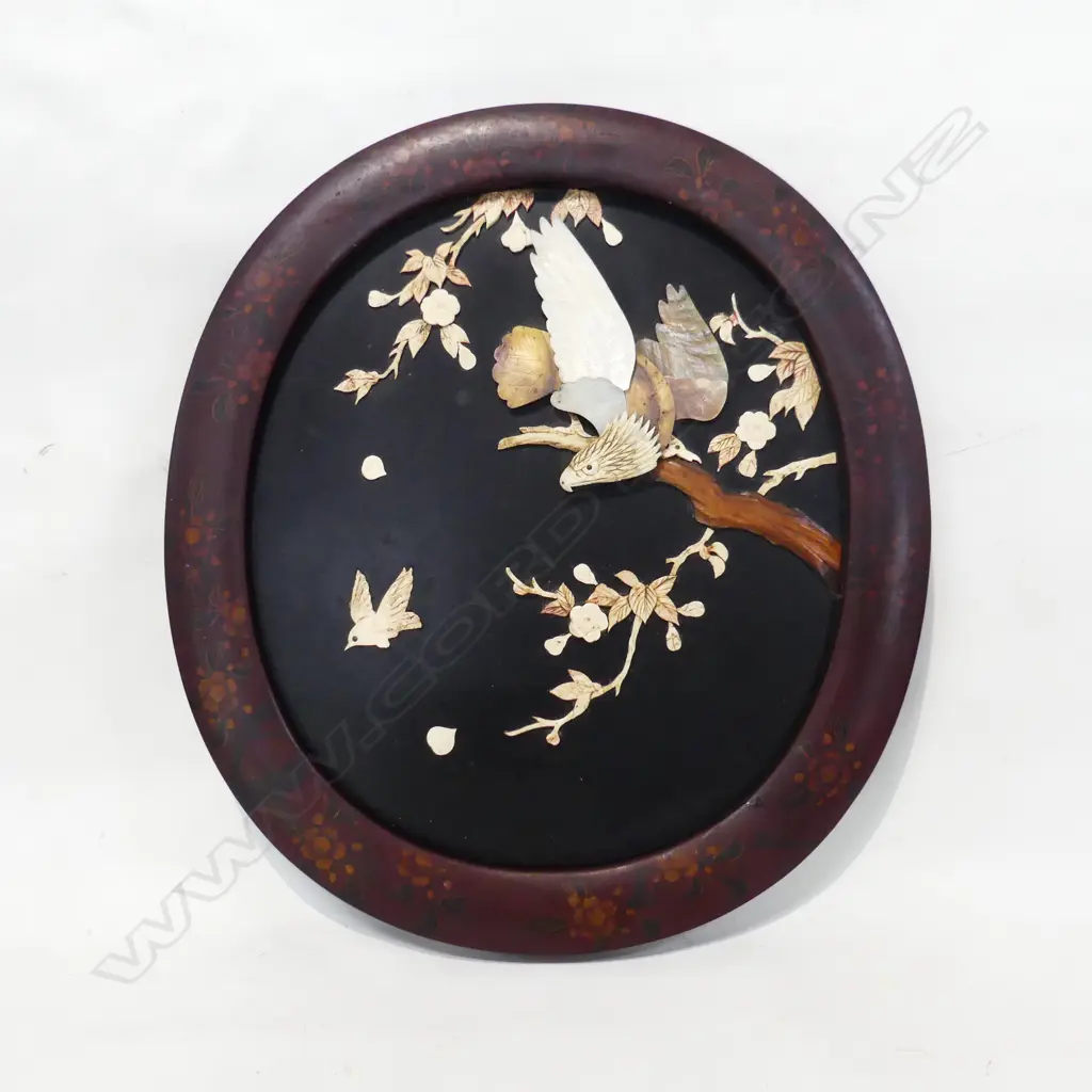 VINTAGE CHINESE MoP OVAL PANEL 415x375mm Image 1++
