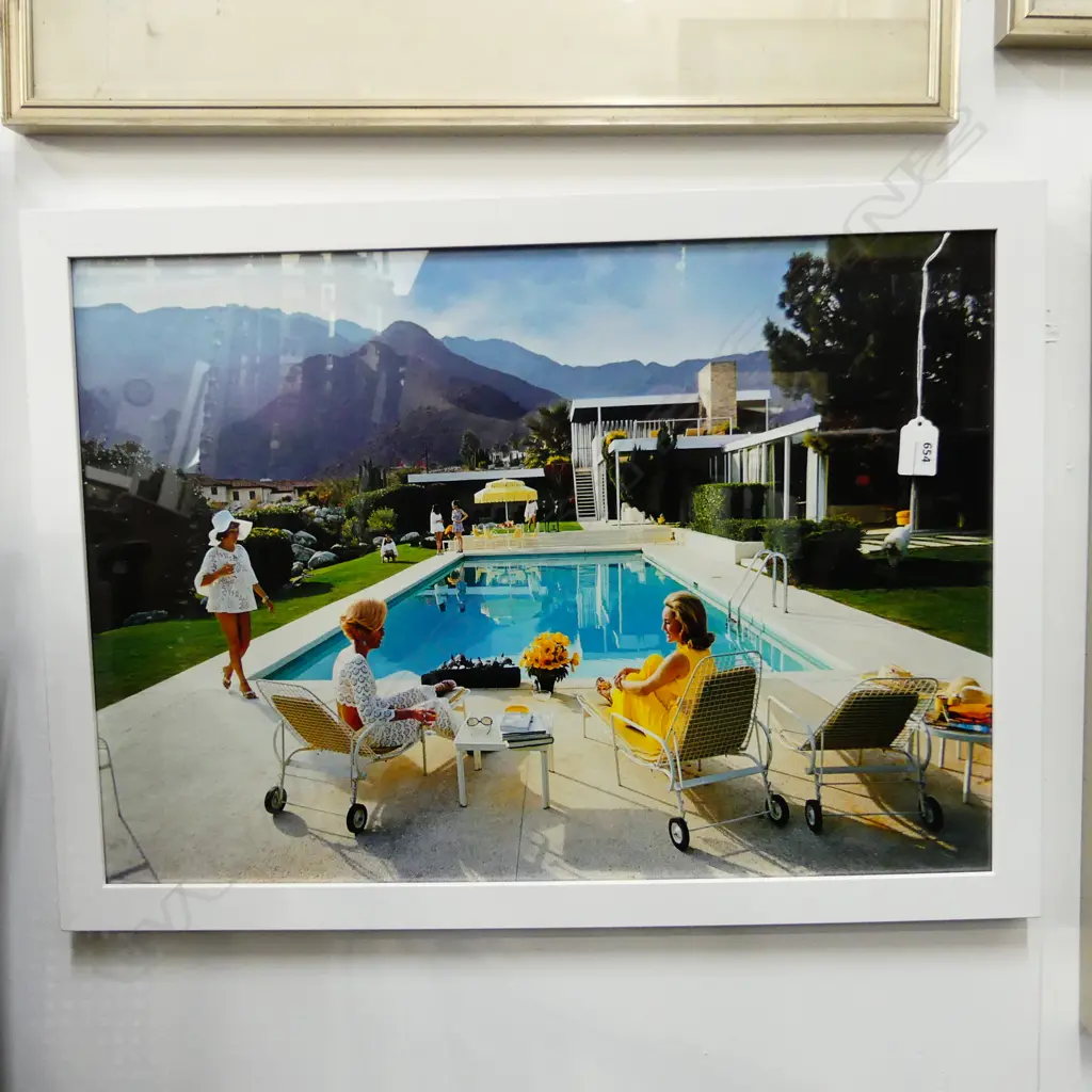 SLIM AARONS PRINT 'POOLSIDE GOSSIP' (1970) 410x585mm Image 1++