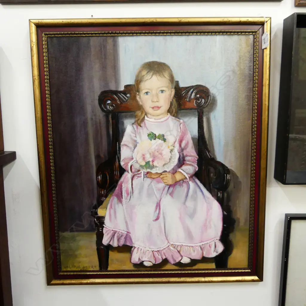 VALERIE BEERE 'THE FLOWER GIRL' 1980, OIL ON BOARD 600x500mm Image 1++