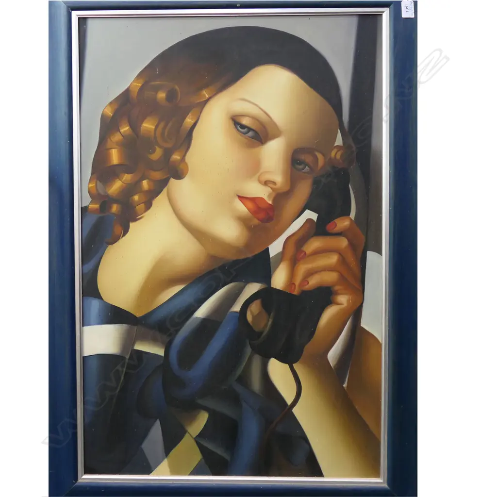 AFTER TAMARA LEMPICKA 'THE TELEPHONE', 1930 OIL ON CANVAS 885x575mm fly spots Image 1++
