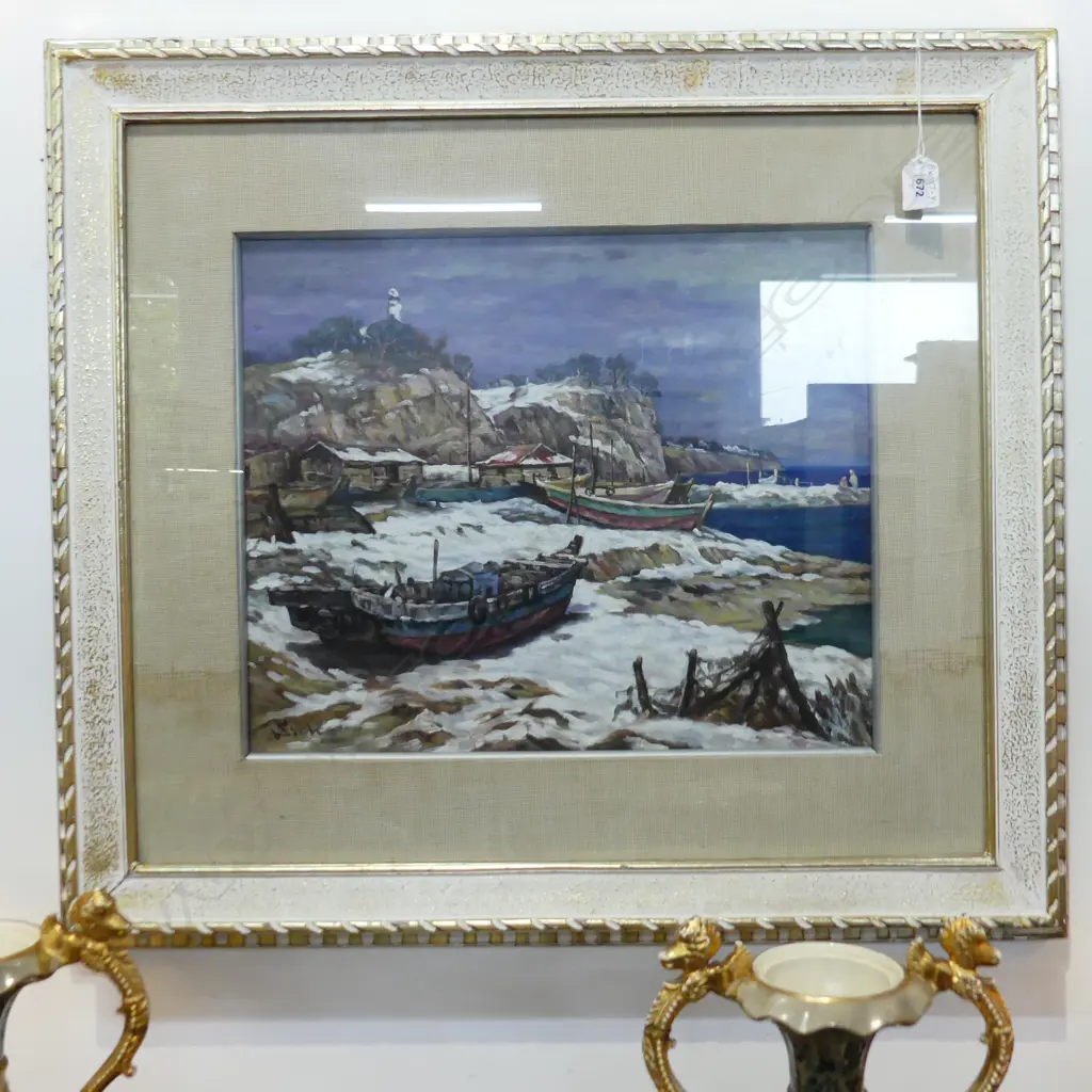  COASTAL SCENE OIL ON CANVAS 340X440MM  Image 1++