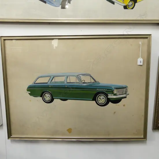 ORIGINAL GOUACHE ON PAPER AUTOMOBILE ILLUSTRATION FOR CAR MAGAZINE; 1970s VAUXHALL CRESTA ESTATE 535x740mm